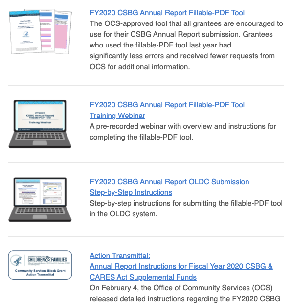 Now Available Fy2020 Csbg Annual Report Materials Office Of Now Available Fy2020 Csbg Annual Report Materials Office Of